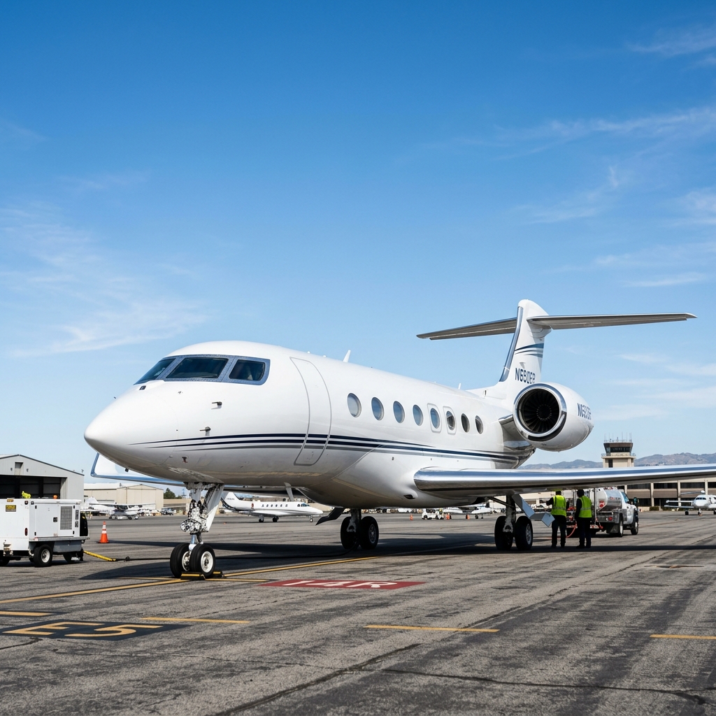 Private jet on the tarmac