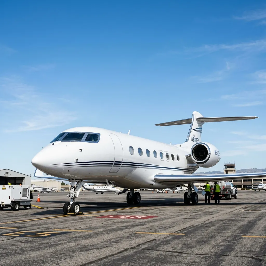 Private jet on the tarmac
