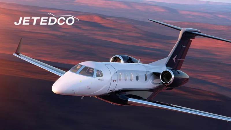 JetEdCo branded private jet artwork from the South Florida Business and Wealth feature
